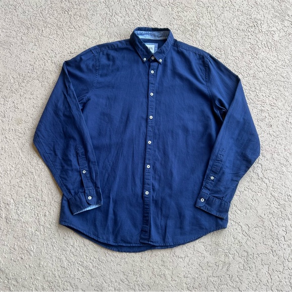 Zara Mens Linen Blend Button Down Roll Tab Sleeves - Picture 5 of 5